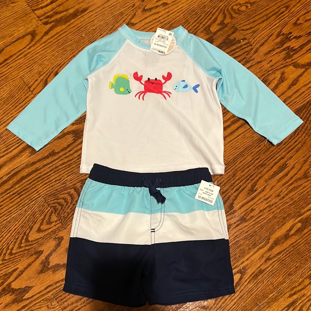 NWT boys 2 piece swim suit 18 mo UPF 50